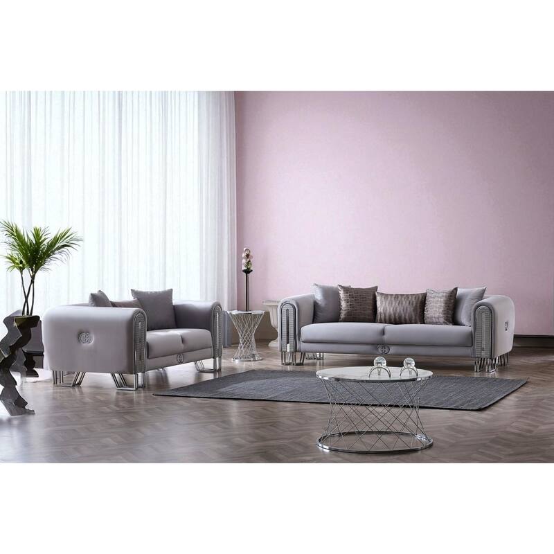 Estenia 2 Pieces Living Room Sets 1 Sofa 1 Loveseat - Grey