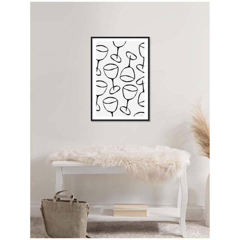 Kate and Laurel Wine Everywhere by Gabrielly Guedes Framed Canvas Wall Art Print