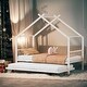 preview thumbnail 1 of 14, Metal Twin Size House Bed with Twin Size Trundle White