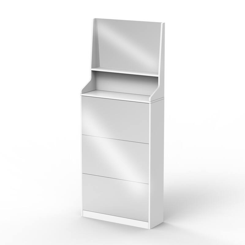 Shoe Cabinet with 3 mirrors,Shoe Storage Cabinet for Entryway,Vertical Shoe Cabinet