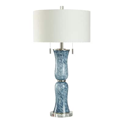 Blue Breeze Table Lamp - Tortoise Hour Glass Patterned Body - White Shade