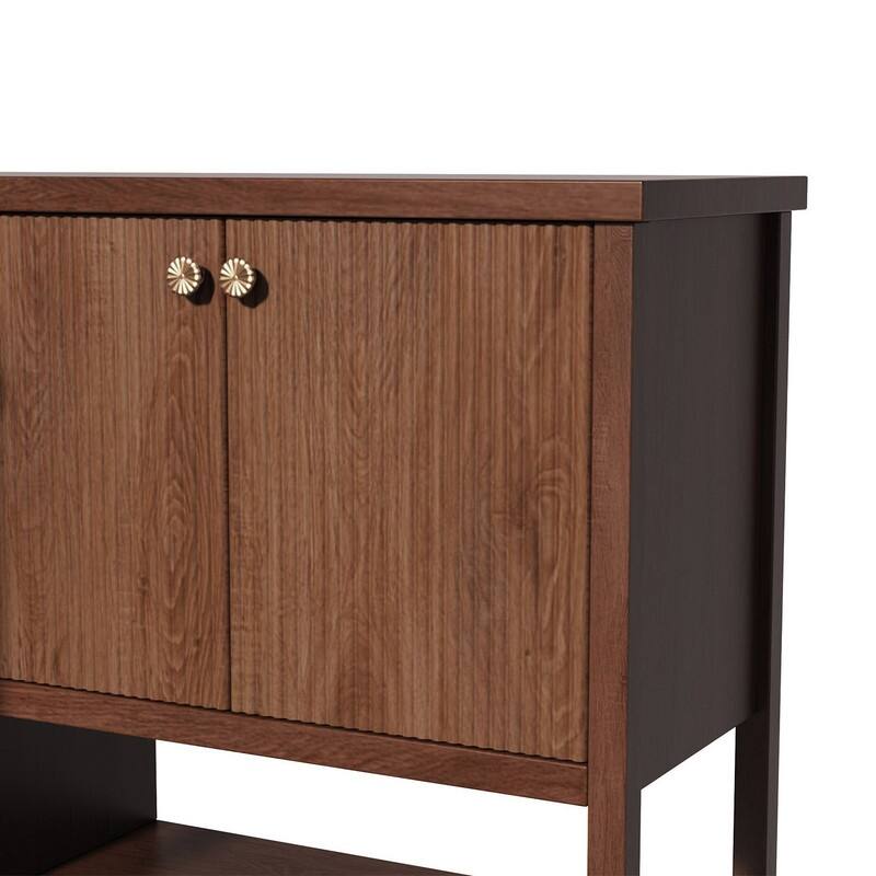 Farmhouse 59" Fluted Console Table with Storage, Entryway Table Hallway Cabinet for Living Room