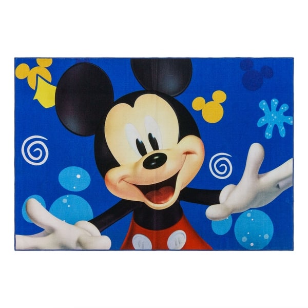 slide 2 of 4, Licensed Disney Mickey Mouse Blue Splash Full Color Digital Printed Indoor Non-Slip Area Rug, 4x6 - 4' 6" x 6' 6"