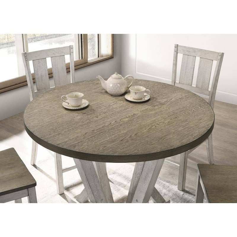 Antique White Rustic Style 1pc Counter Height Dining Table Two-tone Design Dining Room Furniture