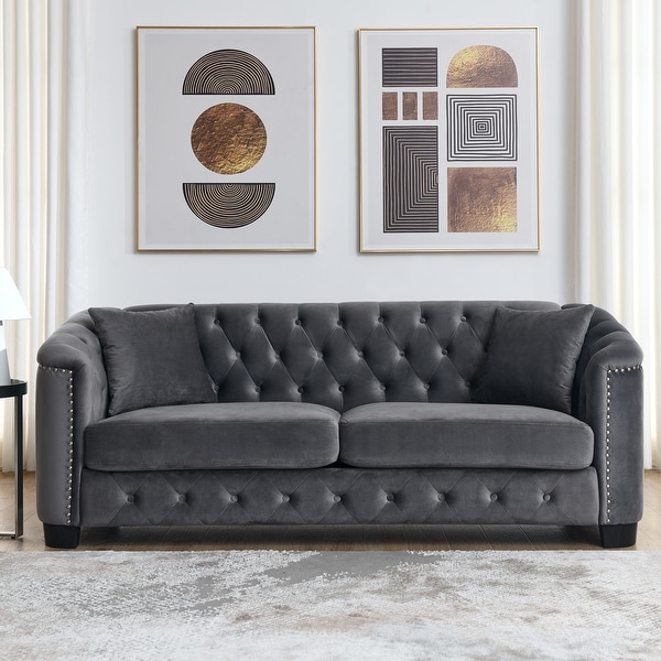 Velvet chesterfield discount lounge
