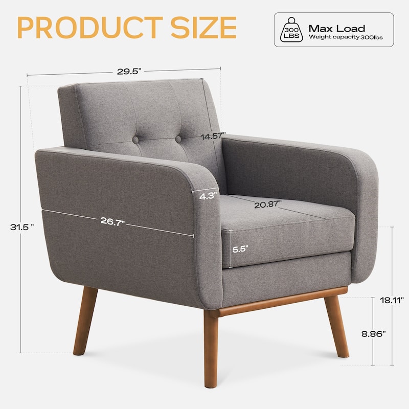 Tufted-Fabric-Upholstered-Accent Chair