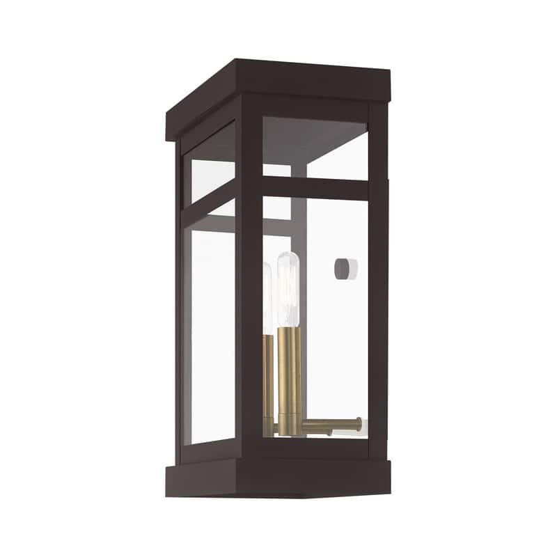 Livex Lighting 2-light Bronze Outdoor Wall Lantern, 20705-07 - 9.25" W X 15" H X 6.375" EXT