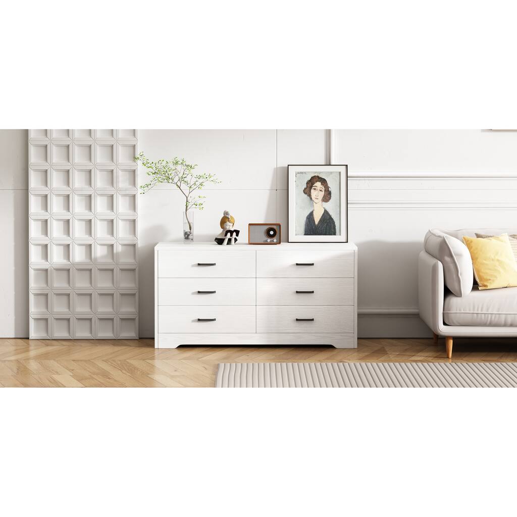WOOD MDF BOARDS, 6 Drawers Dresser, WHITE