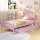 preview thumbnail 2 of 9, Pink Kids Platform Bed Wood Bed Frame 2 Drawers Twin Size