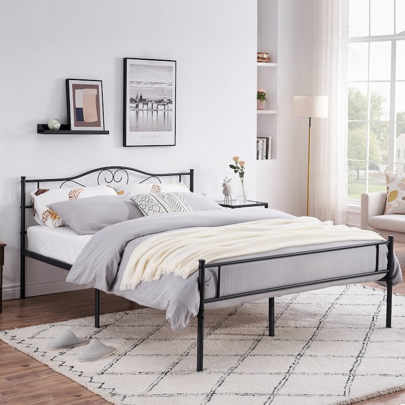 Victoria Metal Platform Bed Frames with Headboard