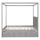 preview thumbnail 13 of 13, Queen Canopy Kids Bed with Twin Trundle and 3-Storage Drawers, Solid Wood Frame, Grey