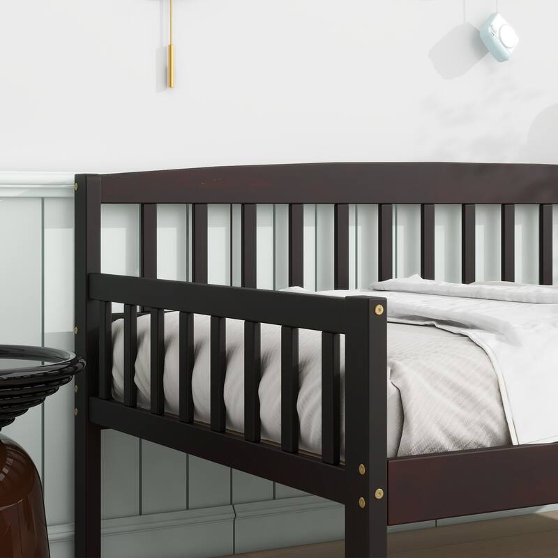 Espresso Modern Twin Size Pine Wooden Daybed with Storage Drawers