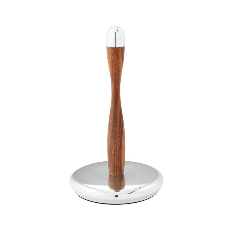 Nambe Curvo Paper Towel Holder - 7.5” x 13.75” - 7.5” x 13.75” - Natural and Silver
