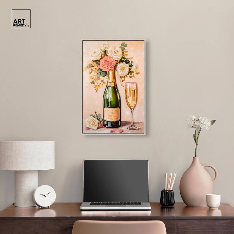 Blooming Champagne Vase Canvas by Art Remedy