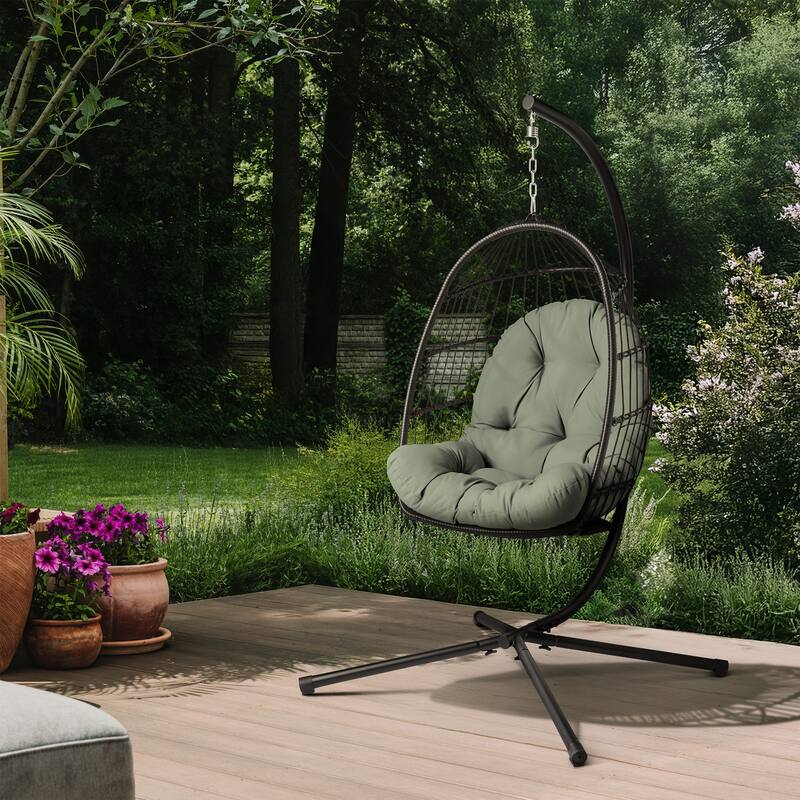 ARDEN earthFIBER Plush Indoor / Outdoor Egg Chair Cushion, 34 x 49 - Sage Green Texture