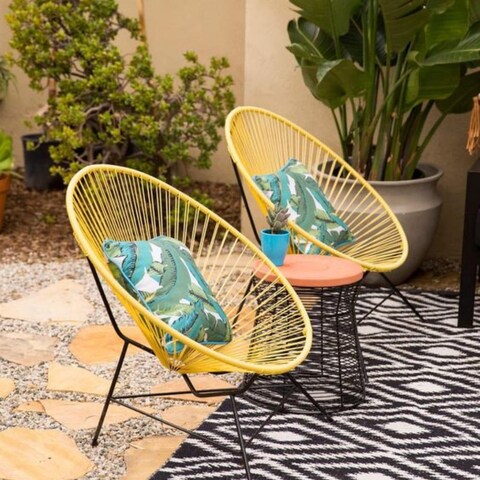 Comfortable Acapulco Style Chair, Resistant Metal Frame - (Set of 3)