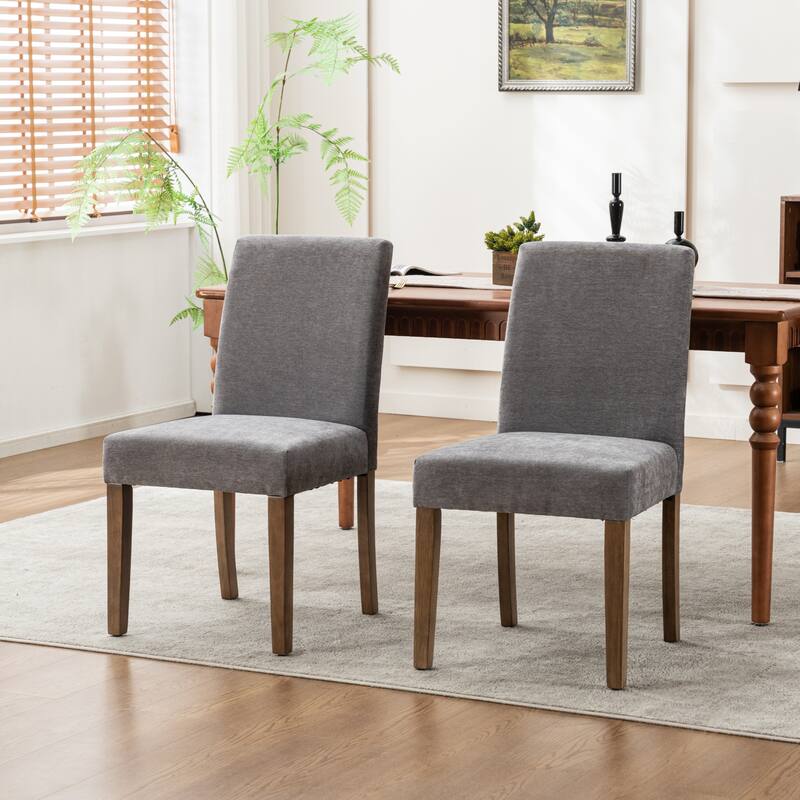 Upholstered Modern Dining Chairs, Linen Fabric Side Chairs Set of 2