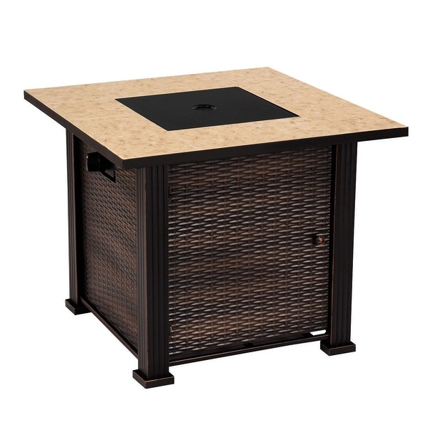 30" Square Outdoor Fireplace Propane Gas Fire Pit Table-Golden