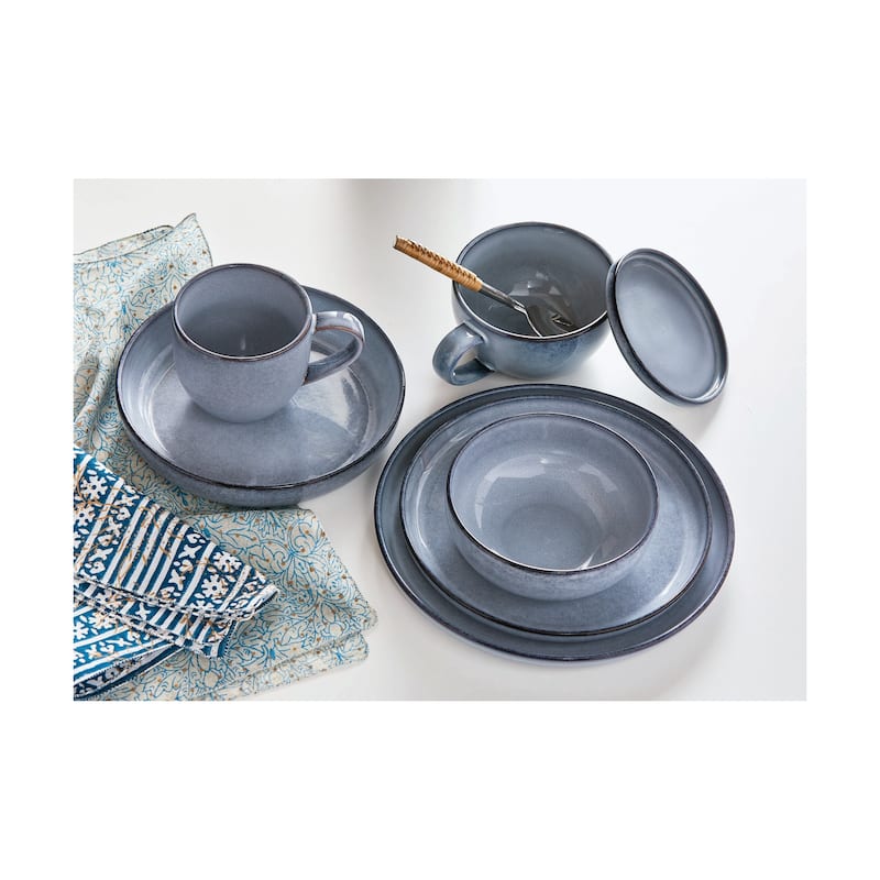 Logan Dinner Serving Bowl Stoneware Dishwasher Safe Light Blue, 9 inch, 41 oz,