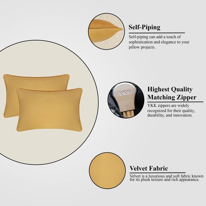 A1HC Set of 2 Luxurious Fine Soft Velvet Throw Pillow Covers Only, For Sofas, Beds, Vibrant Colors and Hidden Zipper