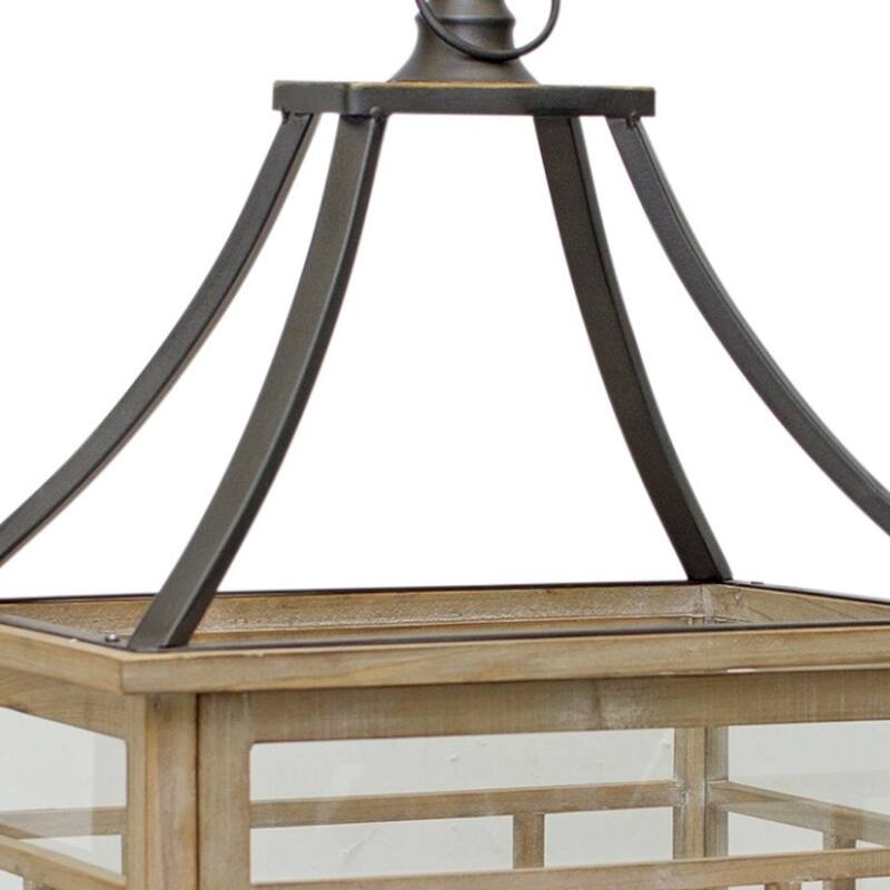 HomeRoots Set Of Two Black Flameless Floor Lantern Candle Holder - 17
