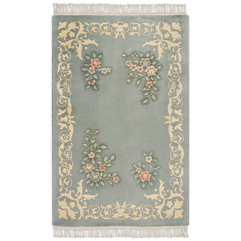 Gertmenian Oriental Estate Traditional Oriental Floral Border Metallion Hand Knot Wool Area Rug Collection