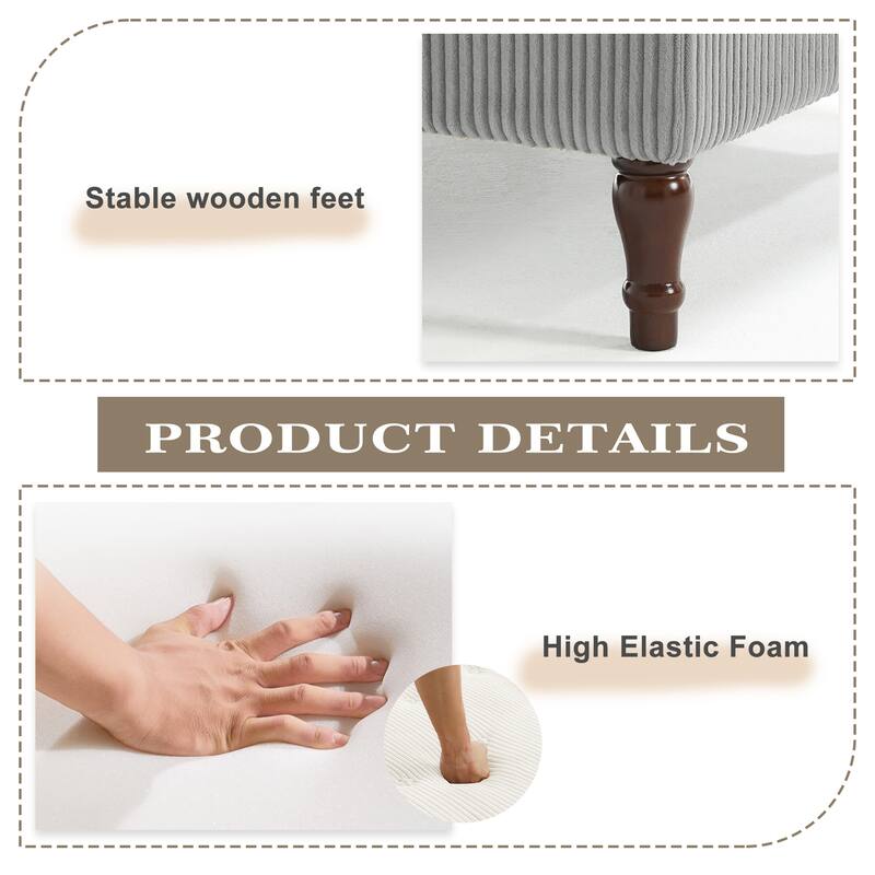 98"W Modular Upholstered Corduroy Sectional Sofa for Living Room