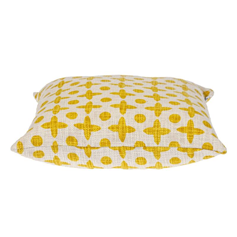 Abstract Pattern Square Cotton Throw Pillow - 18" - Yellow and Beige