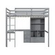 preview thumbnail 8 of 9, Grey Modern Full Size Loft Bed with Built-in Desk, Storage Shelves and Drawers for Bedroom