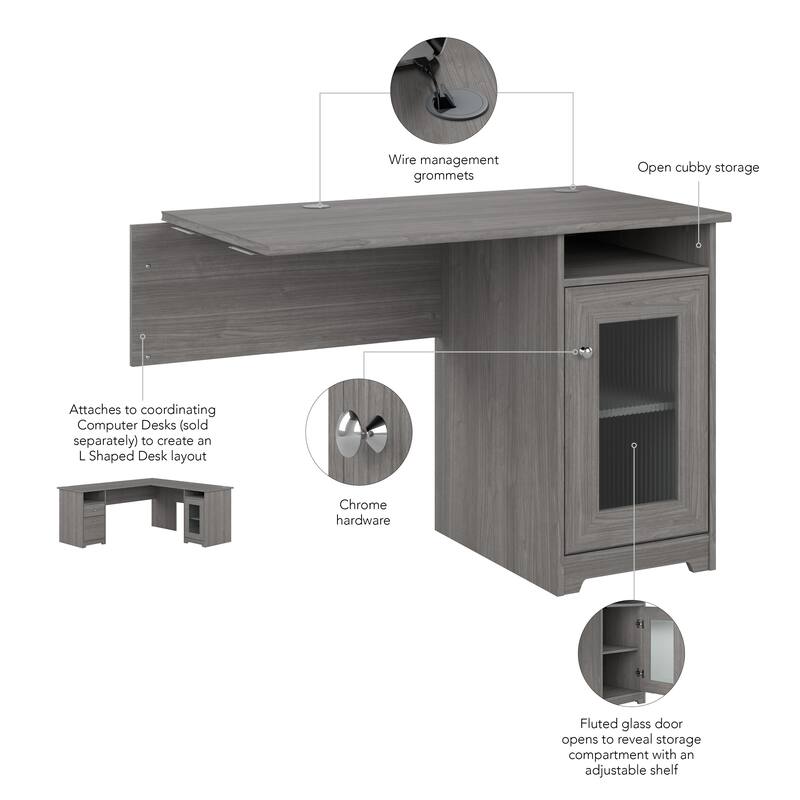 Bush Furniture Cabot Desk Return with Storage for Home Office Desk