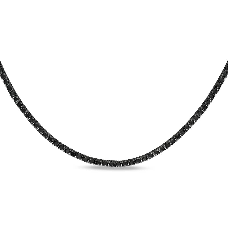 Miadora 14k or 18k White or Wellow Gold Black Diamond or Gemstone Necklace - Black - 27.58 Carats