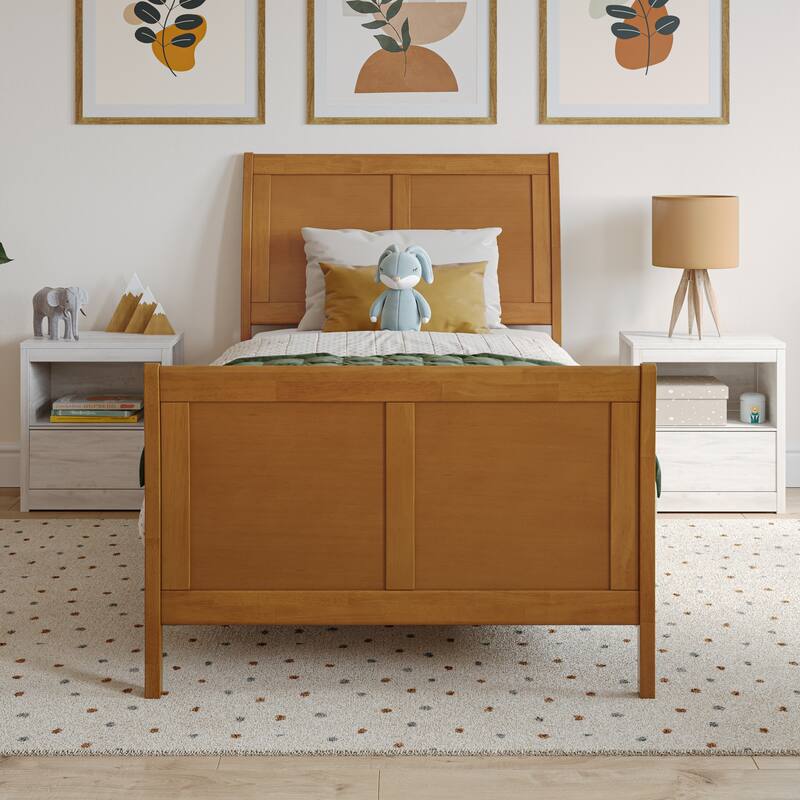 Portland Solid Wood Foundation Bed with Matching Footboard