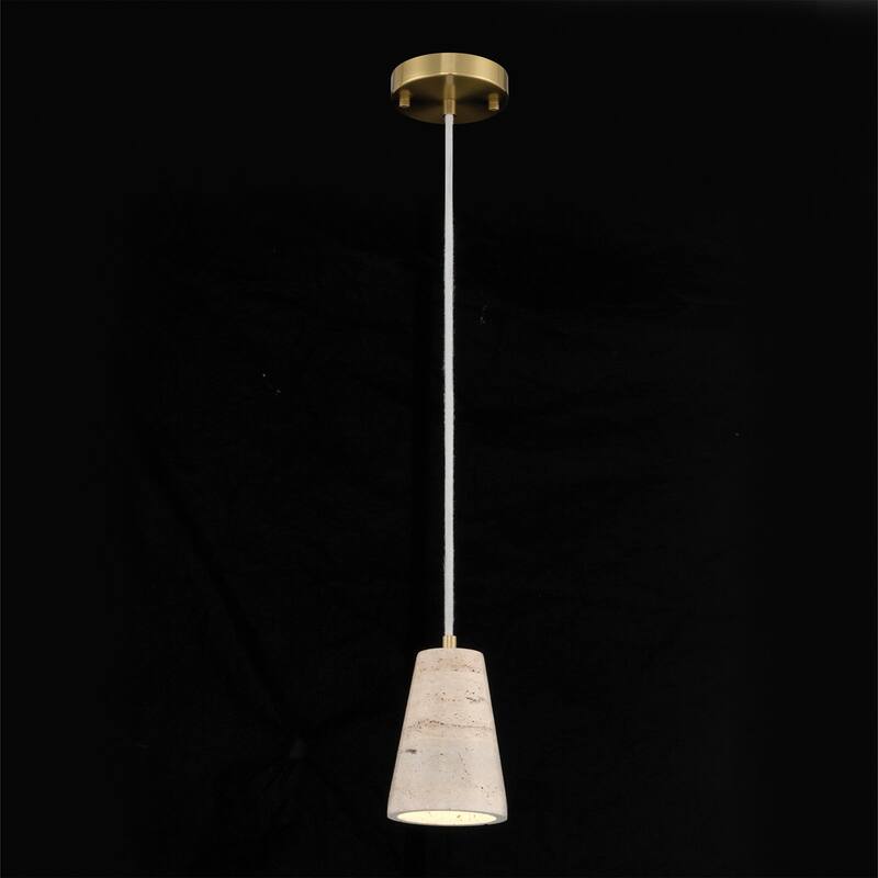 Acroma 1 - Light Natural Stone Cone Pendant Light - 1-light