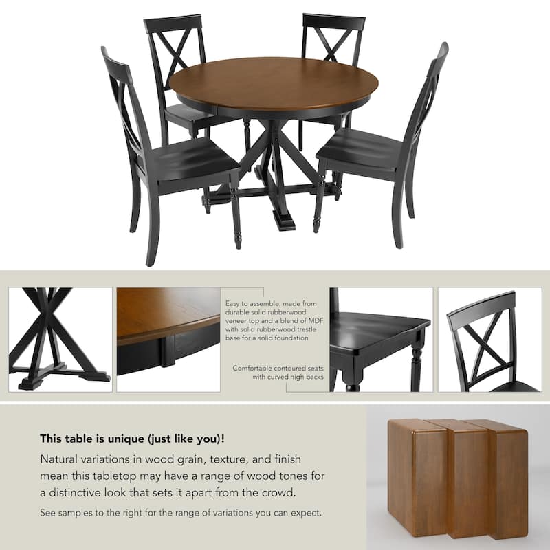 Bush Furniture West End 45W Dining Table with 4 Cross Back Chairs