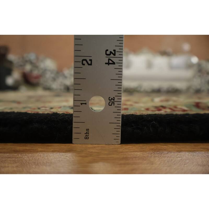 Hand Knotted Oriental 100% Wool Carpet Traditional All-Over Black Agra Area Rug - 5' 11'' X 5' 11''