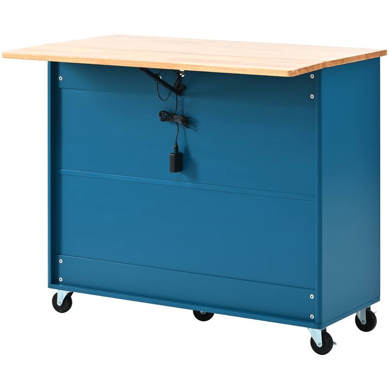 Kitchen Island with Drop Leaf, LED Light