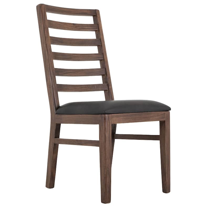 Ally Dining Chair Set of 2, Ladderback, Melina Wood, Brown Polyester