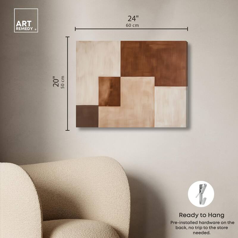 Cream and Brown Panels III Canvas by Art Remedy, Gallery Wrapped
