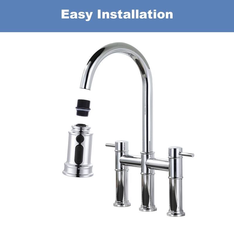 WOWOW Pull Down Kitchen Faucet Spray Head with 9 Adapters Kit