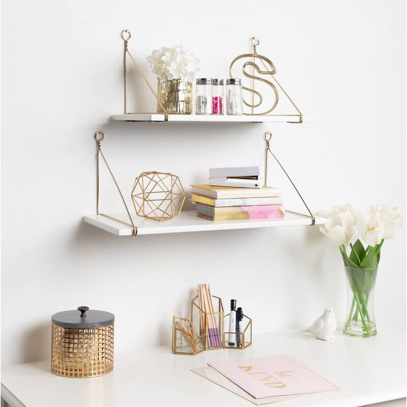 Kate and Laurel Vista Wood and Metal Wall Shelves - 2 Piece