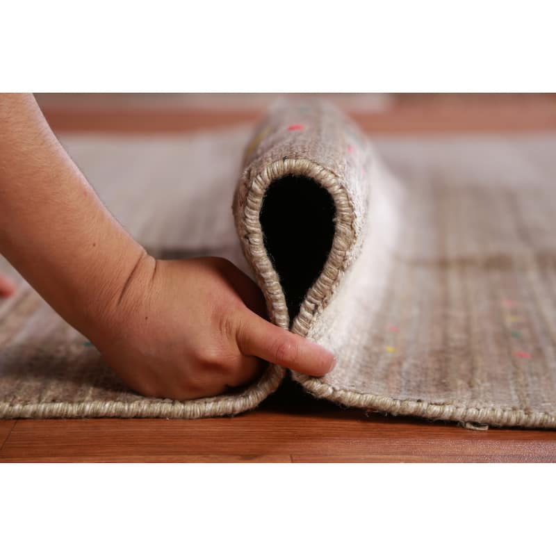 Hand Knotted Oriental 100% Wool Carpet Tribal Tribal Beige & Ivories Gabbeh Area Rug - 9' 11'' X 7' 10''