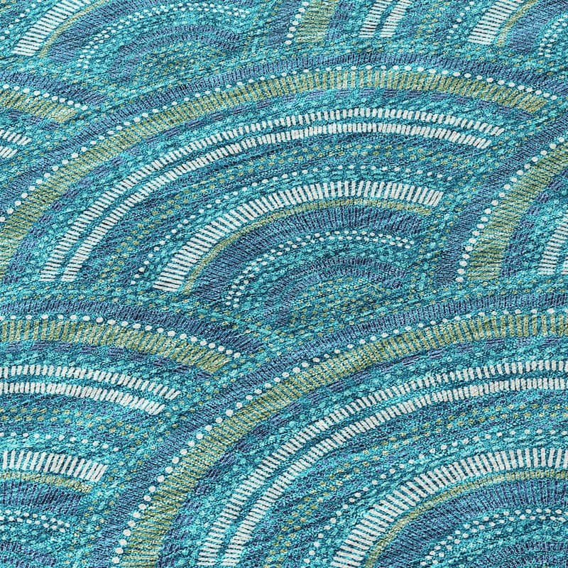 Machine Washable Indoor/ Outdoor Modern Mosaic Chantille Rug