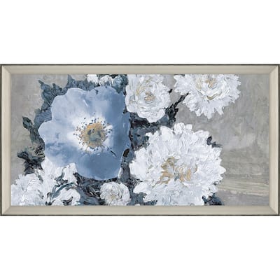 Lyrical Floral - Burst Framed Art Giclee Under Glass - Blue