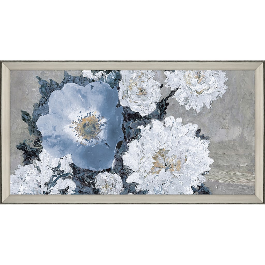 Lyrical Floral - Burst Framed Art Giclee Under Glass - Blue