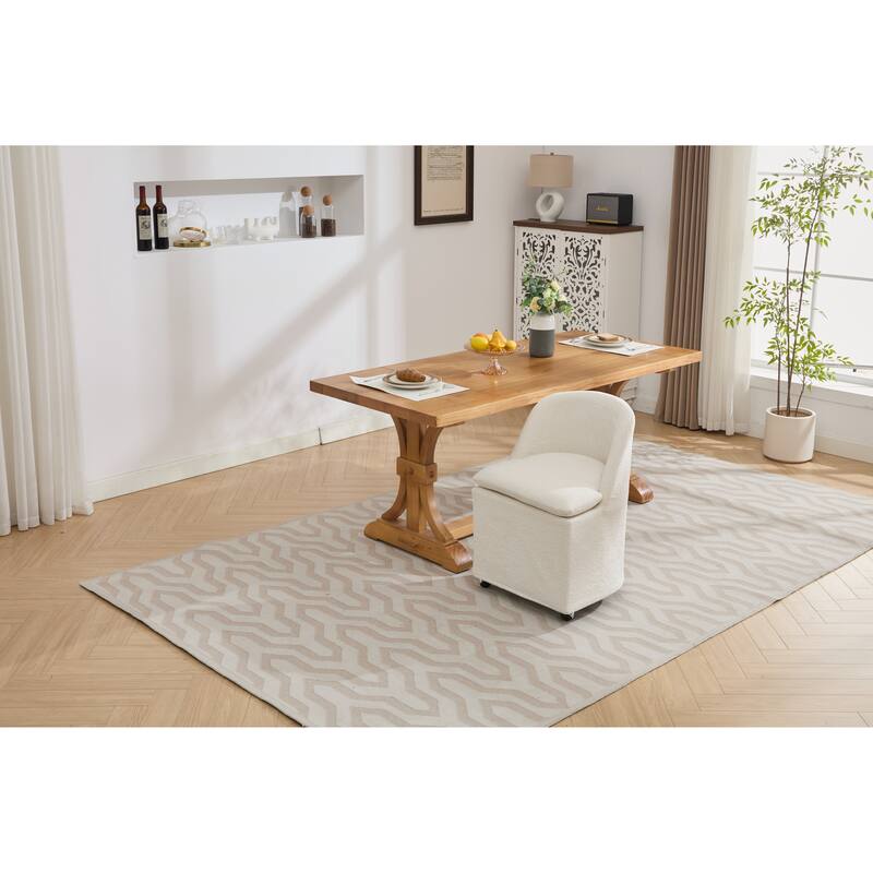 Upholstery Dining Chairs With Universal Wheels Set of 2
