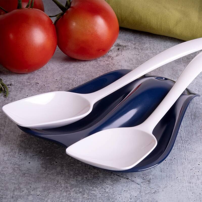 Hutzler Twin Double Melamine Spoon Rest - Sleek Design Holds 2 Large Spoons - 10 Color Choices