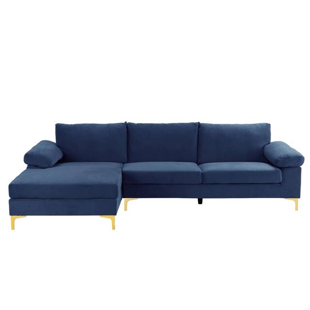 Velvet Upholstered L-Shape Sectional Sofa