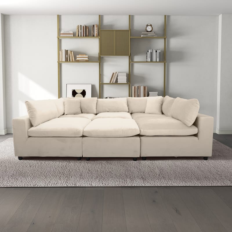 Yannie Mid-Century Modern Modular Sectional Velvet Sofa