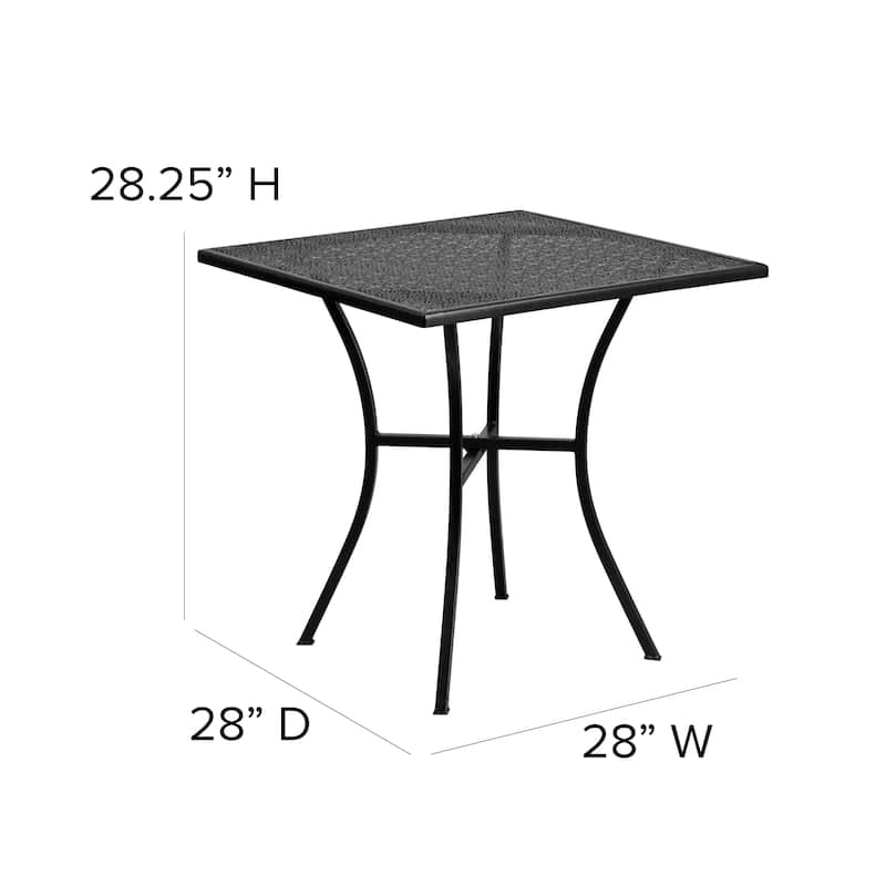 Square Patio Table | Outdoor Steel Square Patio Table - 28"W x 28"D x 28.25"H