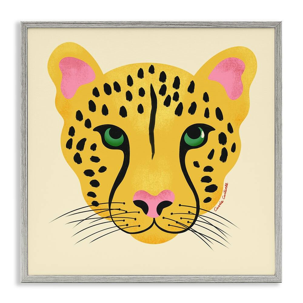 Stupell Modern Wild Cheetah Face Framed Giclee Art Design By Carrie Cantwell
